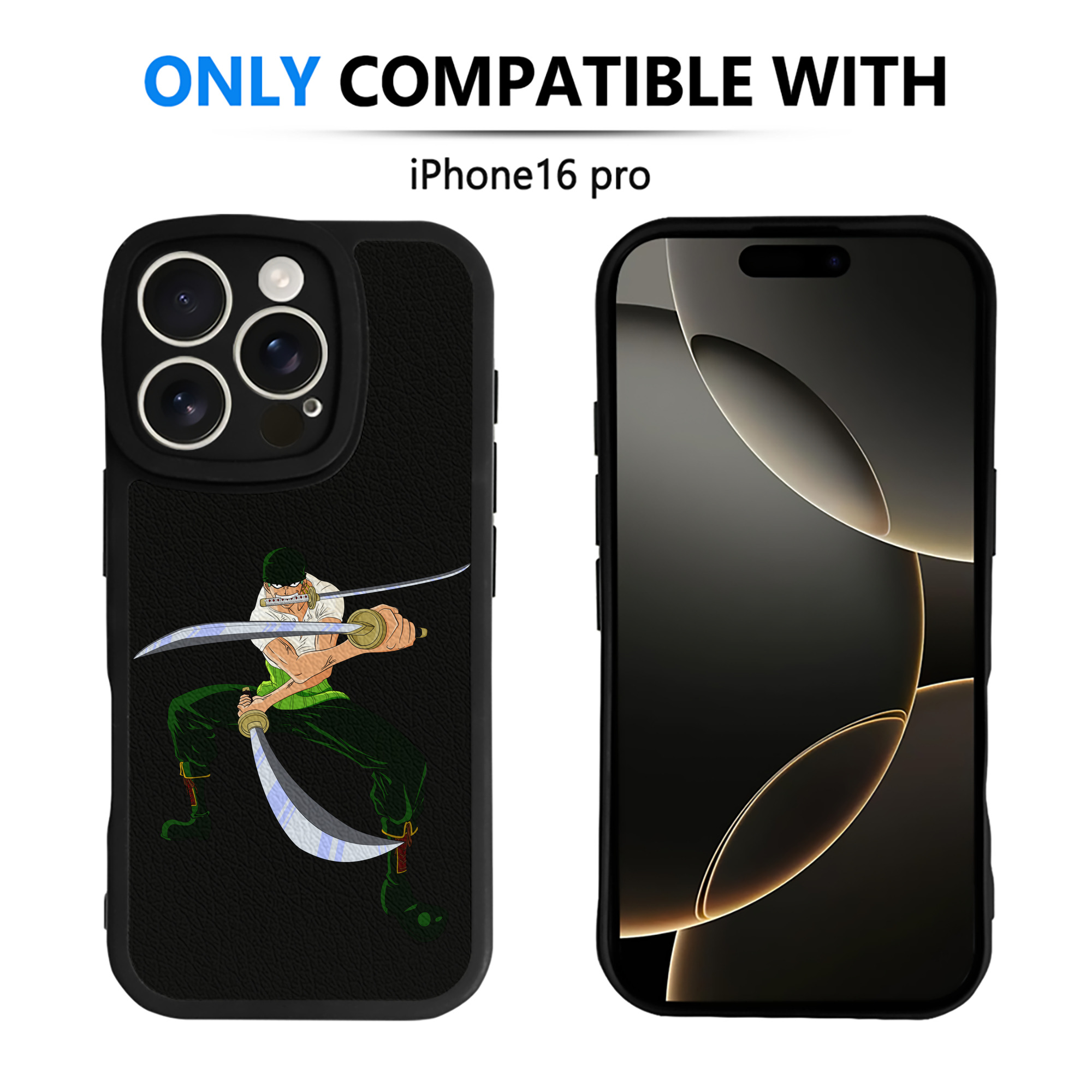（画像用） ワンピース ロロノア・ゾロ ONE PIECE Roronoa Zoro 【iPhone 16シリーズ対応】シリコンスマホケース（レザー調） 材質：シリコン